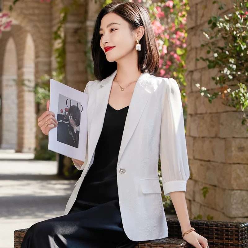 

Spring Summer Elegant Blazers Jackets Coat Women Business Work Wear Professional Formal Female Outwear Tops Blaser Clothes