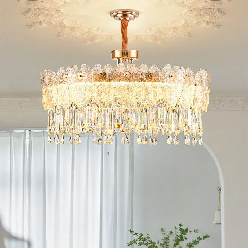 

YECTSKI French Luxury Crystal Light Living Room Pendant Light Luxury Restaurant Atmosphere