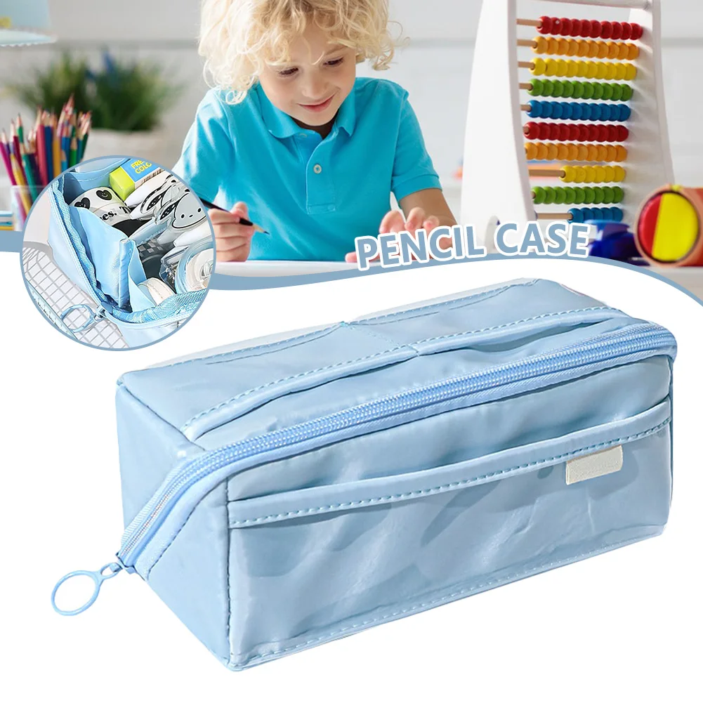 Imagem -03 - Grande Capacidade Pencil Bolsa Artigos de Papelaria Estética Transparente Pen Case Girl Zipper Pouch Material Escolar 10 Camadas