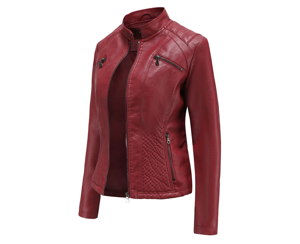 Autumn Winter Ladies PU Leather Jackets Outdoor Female Windproof Warm Jacket Fashion Girls Motorcycle Leather Jacket Clothing