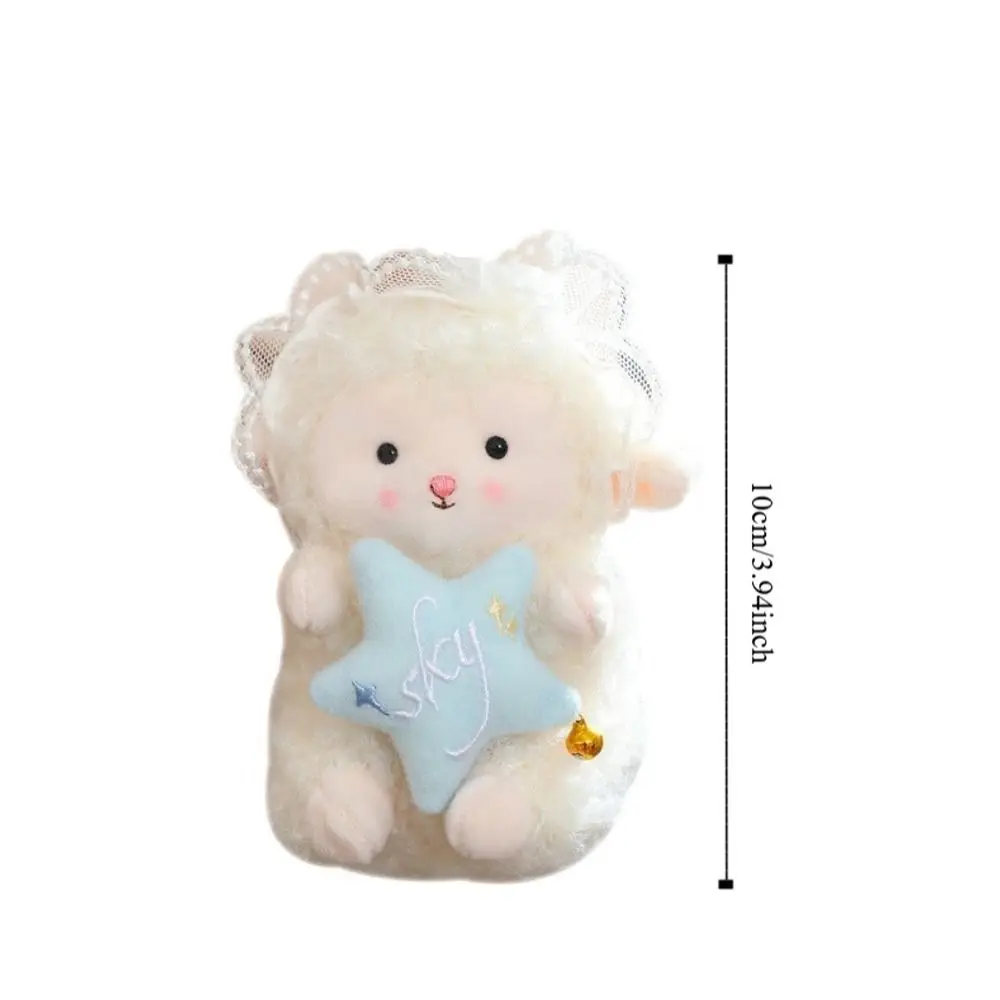 Porte-clés en peluche d'agneau mignon de dessin animé, pendentif de poupées de petit agneau doux Kawaii en coton PP suspendu en moelleux mouton, cadeaux