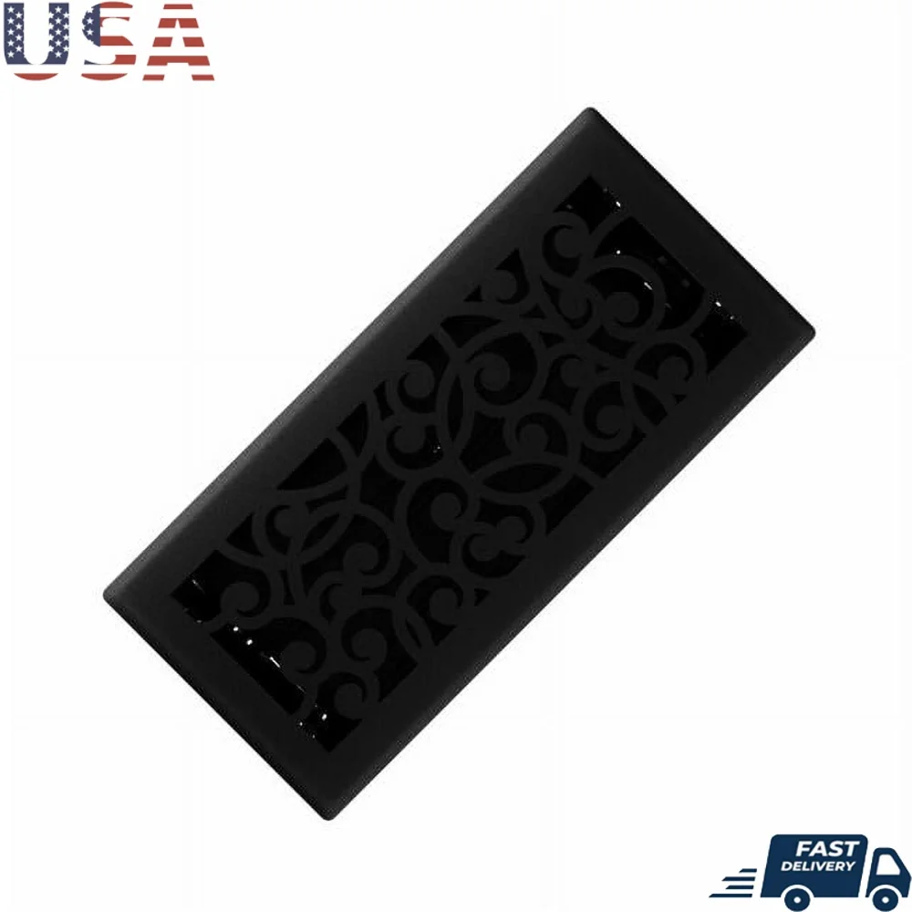 

Черная железная напольная вентиляционная крышка 4x10 дюймов, регулируемый поток воздуха, прочная стальная лицевая панель, легко чистится, ударопрочный полистирол