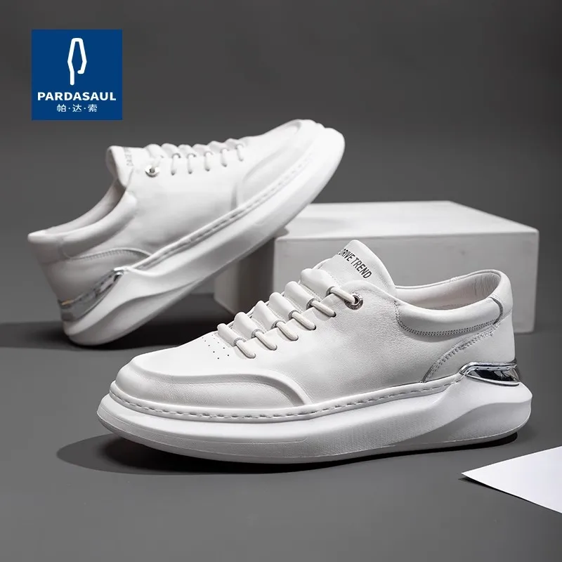 Zapatos blancos para hombre, calzado informal versátil de suela gruesa, 220821