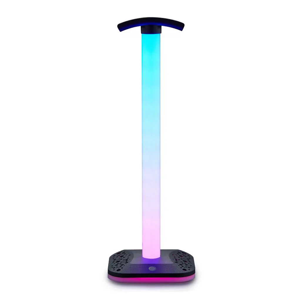 RGB Light Desktop Headphone Stand Anti Scratch Universal Earphone Holder Display Shelf PC Accessories Brightness Adjustable view 5