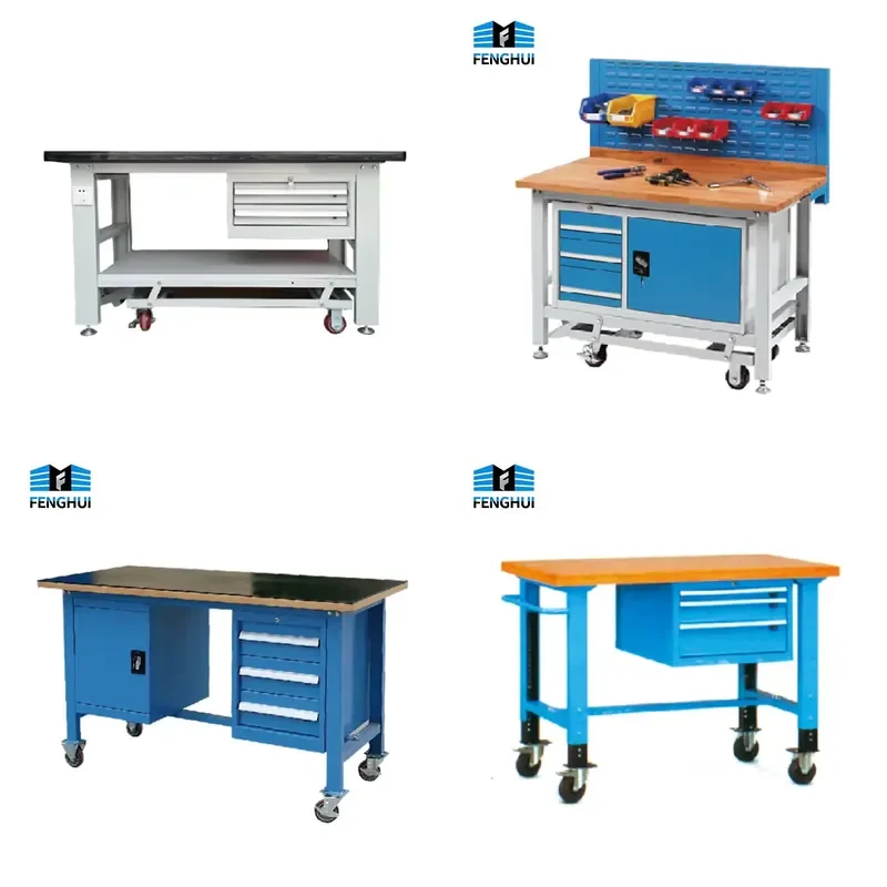 Fenghui Heavy Industrial Workbench Movable Workbench with Wheels for Machinery Repair Shops
