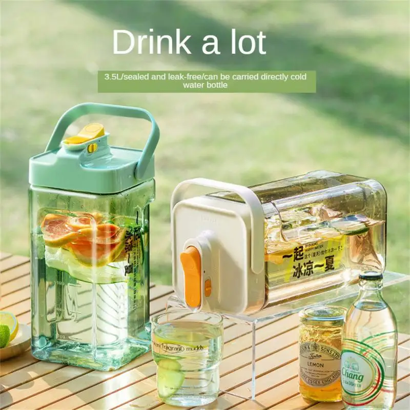 High Capacity Can Carry Storage Tank Drink Cold Bubble Pot Large Diameter Household Faucet Straight Drink 3.5l Seal Fruit Tea