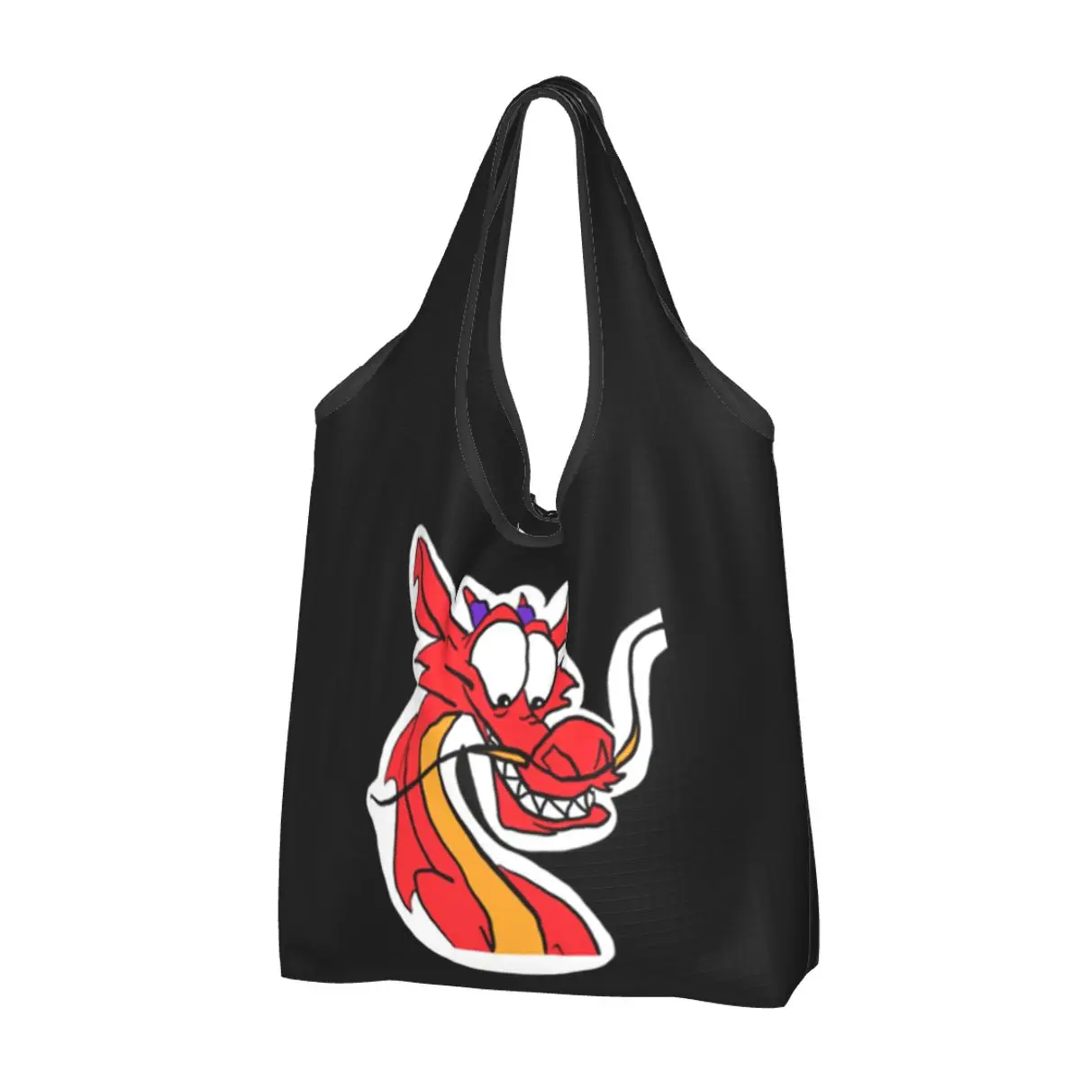 

Mushu From Mulan Portable Tote Shopping Bags Large Capacity Shopper Bag Groceries Handbag Shoulder Bag