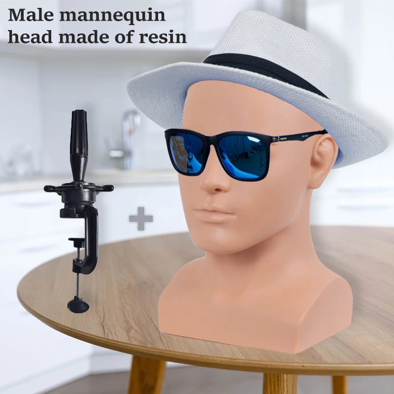 

Мужская модель лысый головы, парик, шляпа, очки, дисплей головы манекена, имитация кожи, мягкая на ощупь игла