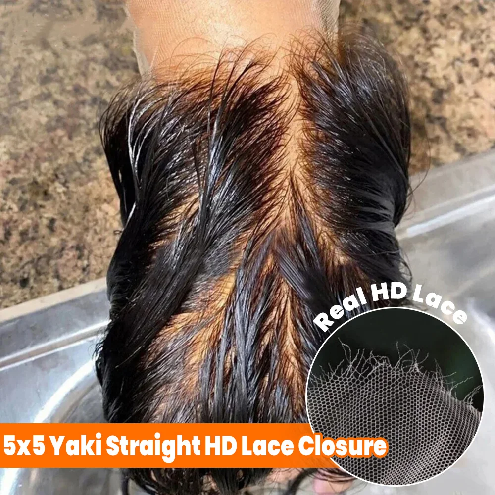 

Yaki Straight 5x5 HD Кружевная застежка Человеческие волосы 150% Плотность 13x4/13x6 Yaki HD Кружевные фронтальные шлемы Хорошо для чернокожих женщин
