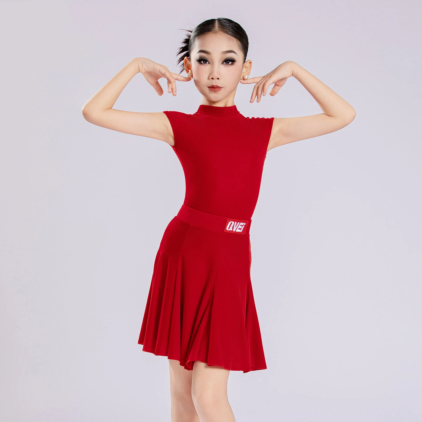 2026 Children Latin Dance Match Professional Costume Girls Latin Dance Competition High Neck Dress Stage Performance Wear 11286