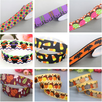 DHK 50yards Fall Antumn Leaf Thanksgiving Turkey Halloween Printed Grosgrain Ribbon Decoration Collar DIY Sewing Craft S2539