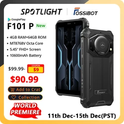 FOSSiBOT F101P Rugged Phone Large Speaker 10600mAh Battery 18W Charging 4GB+64GB 24MP Camera IP68/IP69 Waterproof  Cell Phone