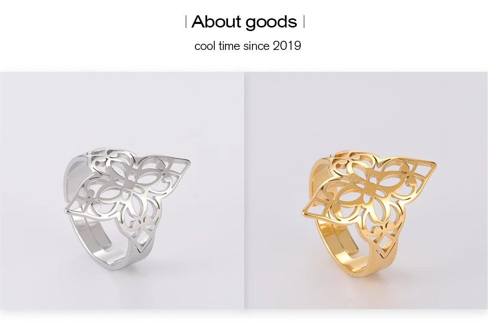 COOLTIME Celtics Knot Blume des Lebens Ring für Frauen Edelstahl Filigrane Blume Verstellbare Ringe Schmuck Paar Geschenk – Detail 4