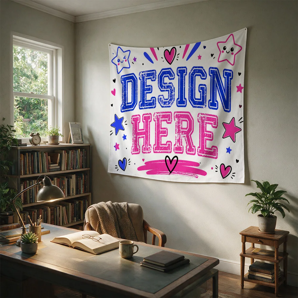 Boho Nursery Wall Hanging Tapestry Boho Decor Nursery Room Wall Art Pink Blue Stars Design Here Quote
