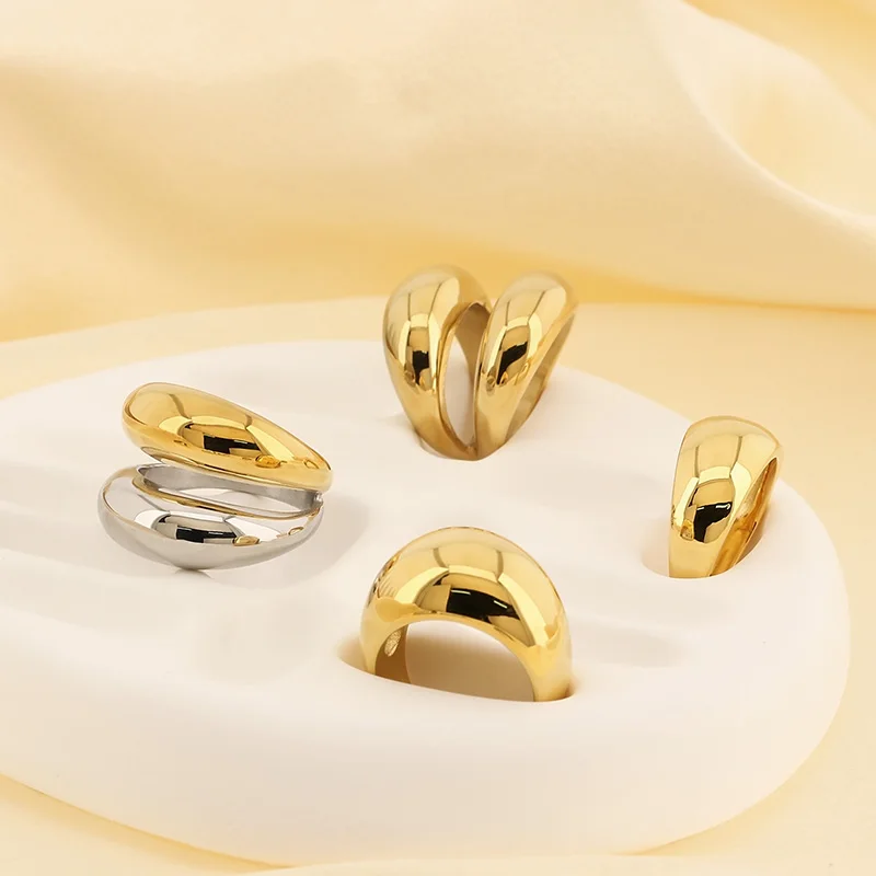 Exquisite Stainless Steel Rings For Women Girl Gold Silver Color Circular Smooth Curved Rings Knuckle Wedding Bands Jewelry Gift - view 4