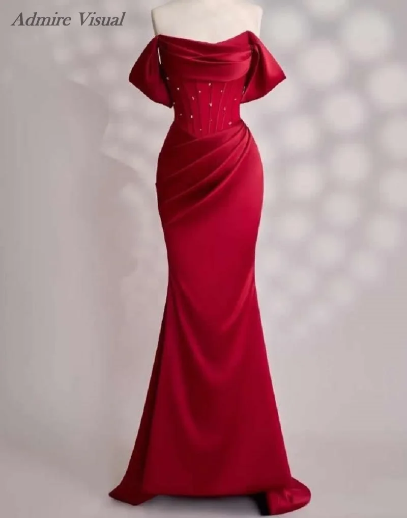 Admire Visual Long Prom Dress Mermaid Boat Neck Neckline With Bow Elegant Special Occasion Gowns
