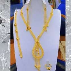 24K Gold Plated Wedding Jewelry Set Necklace CHD21427