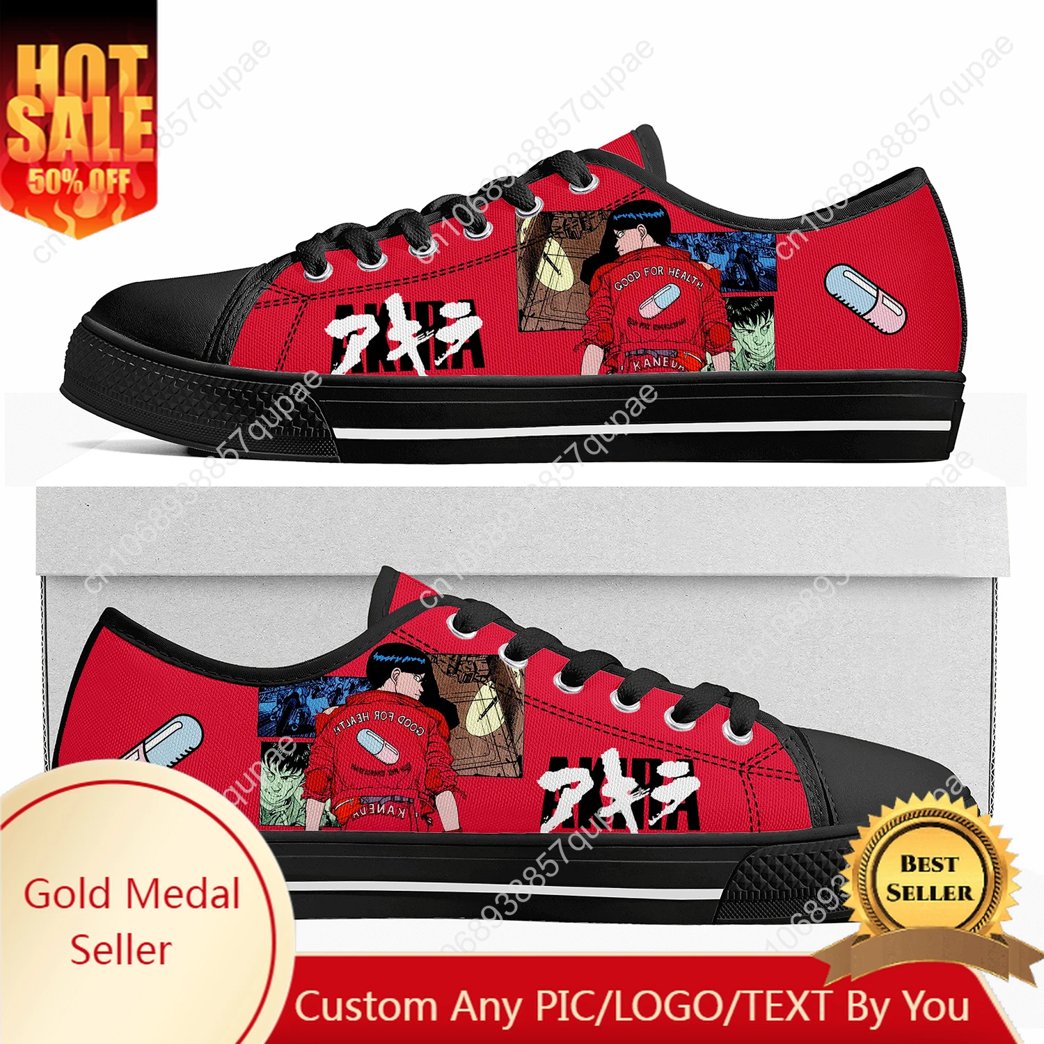 

Akira Cartoon Anime Low Top Sneakers Mans Womens Teenager High Quality Shoes Casual Tailor-Made Canvas Sneaker Shoes