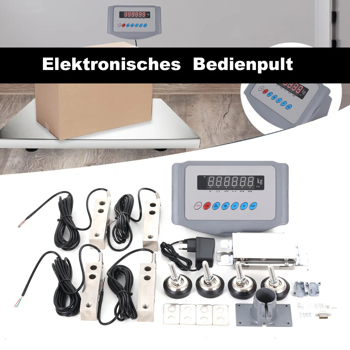 Image of Digitales Wägezellen-Kit aus Kunststoff und Edelstahl, 220V 50Hz, für Fahrzeugwaagen, Schrottwaagen, Palettenwaagen, Pferdewaagen, Viehwaagen, Wägezellen-Anzeigekit