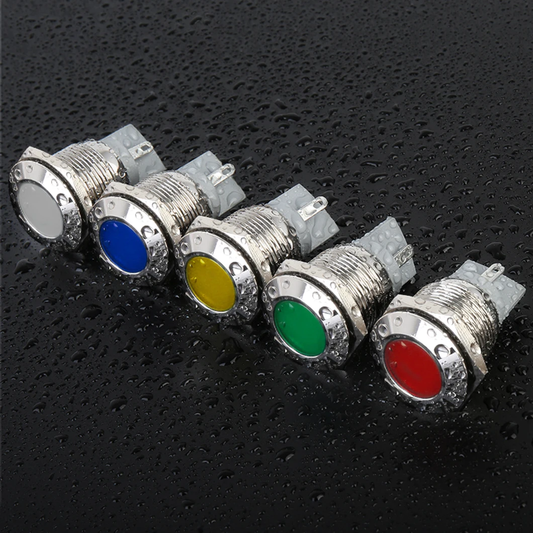 ABILKEEN 10 Uds 19MM luz indicadora de Metal LED IP65 lámpara piloto de señal Industrial impermeable 3 ~ 220V con Terminal de soldadura de 2 pines