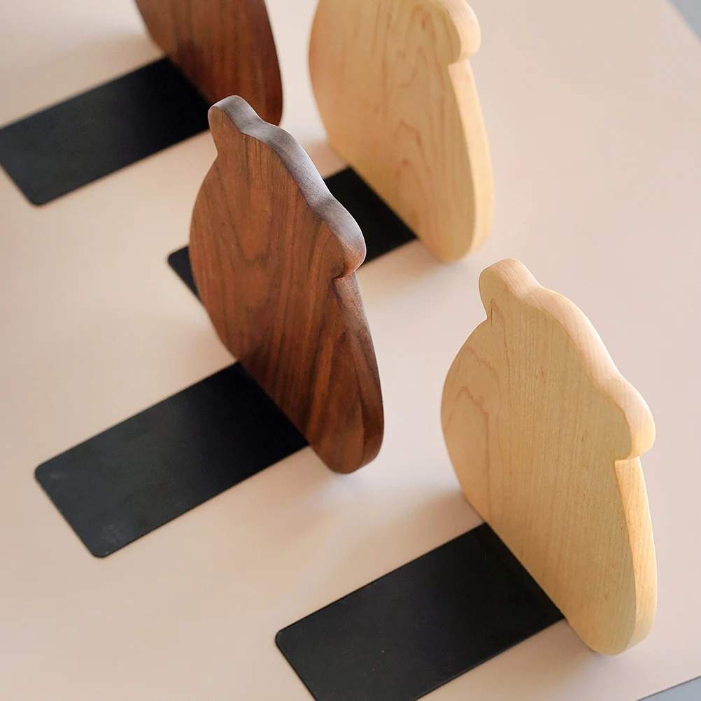 

1pc Wooden Bear Bookend High Quality Solid Natural Wood Desktop Decoration Office Shelf Accessory Warm Color Simple Shape