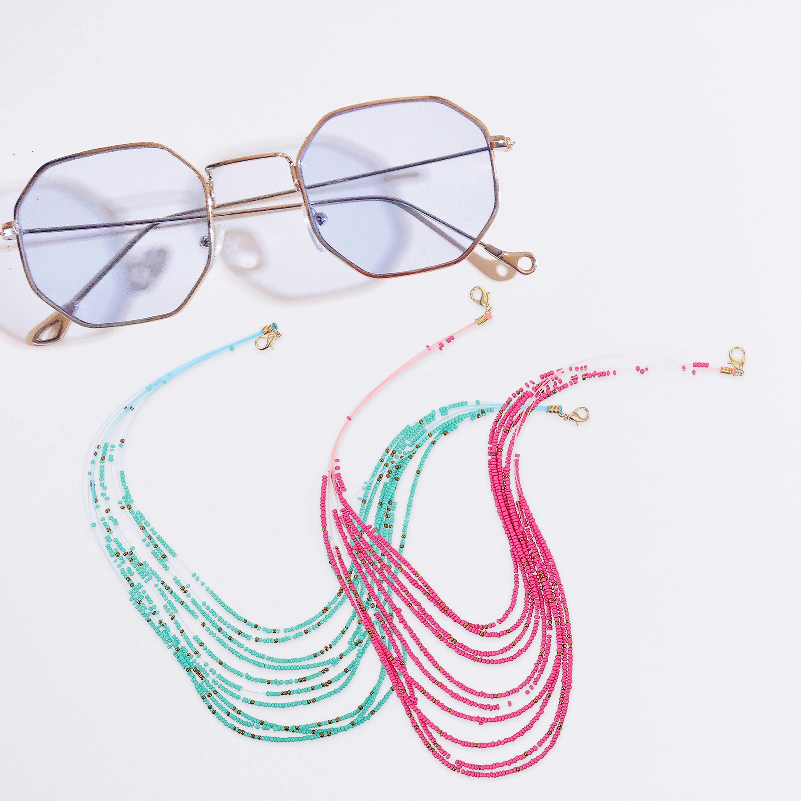 

2Pcs Colorful Bead Necklace Glasses Chains Multi layer Bohemia Style Mask Hanging Eyeglasses Chain Anti skid Sunglasses