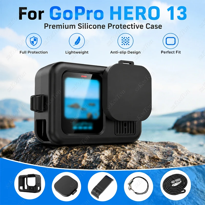 Silikonhülle für GoPro Hero 13 Black Kratzfeste Schutzhülle Seitenabdeckung Objektivdeckel für GoPro Kamera-Zubehör
