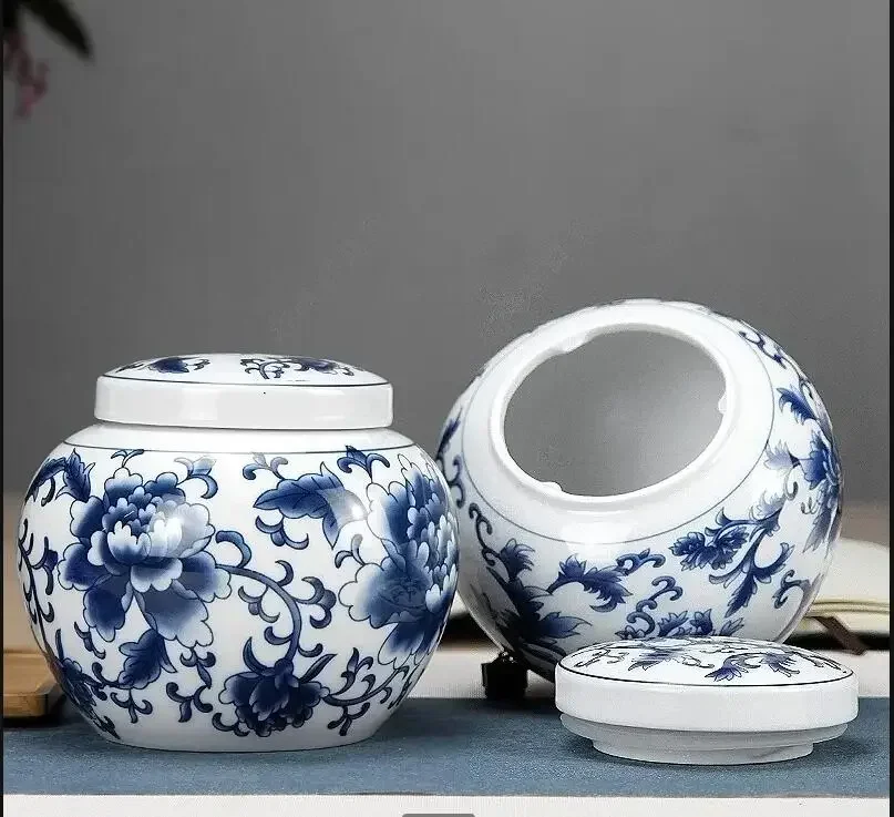 

Blue and White Porcelain Tea Caddy Ceramic Jar Sealed Jar Storage Tank Tea Box Candy Jars Tea Container Tea Organizer Tea Can