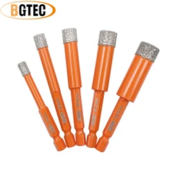 BGTEC Diamond Drill Bits Dia 6/8/10/12/14mm Hex shank Quick Release Ceramic Tile Granite Dry Drilling Hole Saw Cross Opener