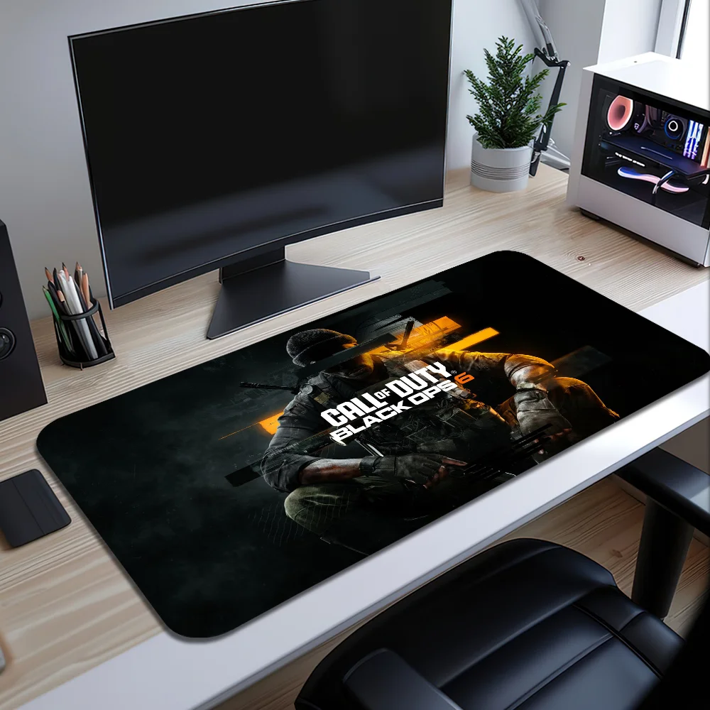 COD Call Of Duty Black Ops 6 Ghost للكمبيوتر الشخصي، لوحة ماوس كبيرة للألعاب، حواف مخيطة، قاعدة مطاطية مضادة للانزلاق ممتدة
