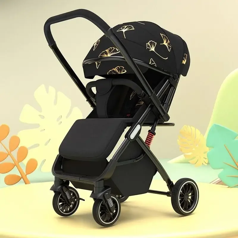 Baby Stroller Lightweight Foldable Two-way High Landscape Four-wheel Shock Absorption Baby Handcart Stroller