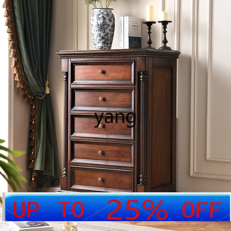 

LMM antique solid wood chest of drawers multi-layer drawer storage cabinet French retro living room
