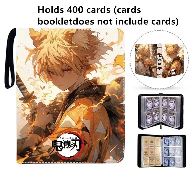 400pcs/900pcs Card Album Book Anime Demon Slayer Collection Card Tanjirou Nezuko Zipper Game Cards Binder Holder Kids Gifts Toys
