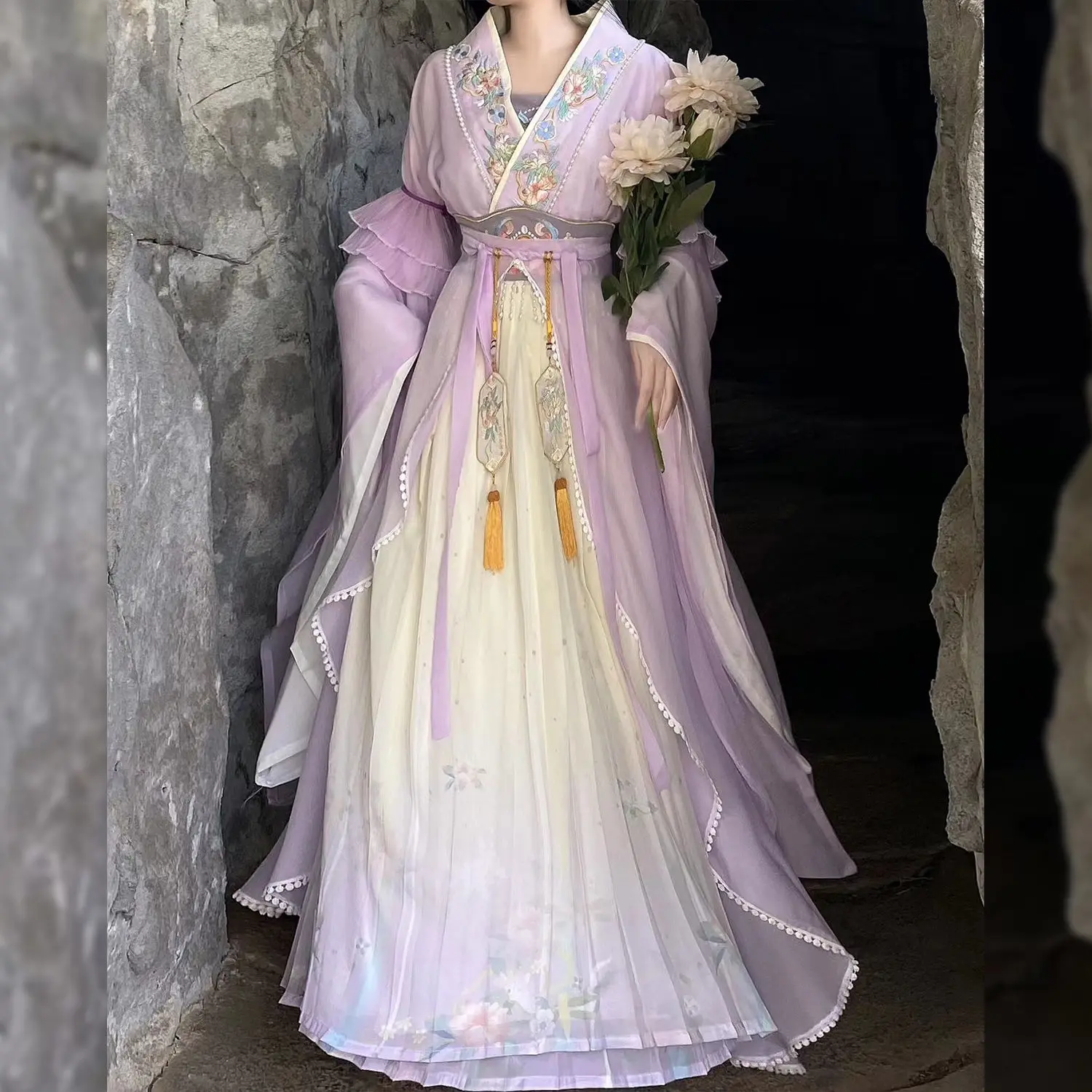 Traje Hanfu tradicional chinesa para mulheres, vestido Lady Han Dynasty, bordado Wei JIN Dynasty Princess, roupa de dança folclórica