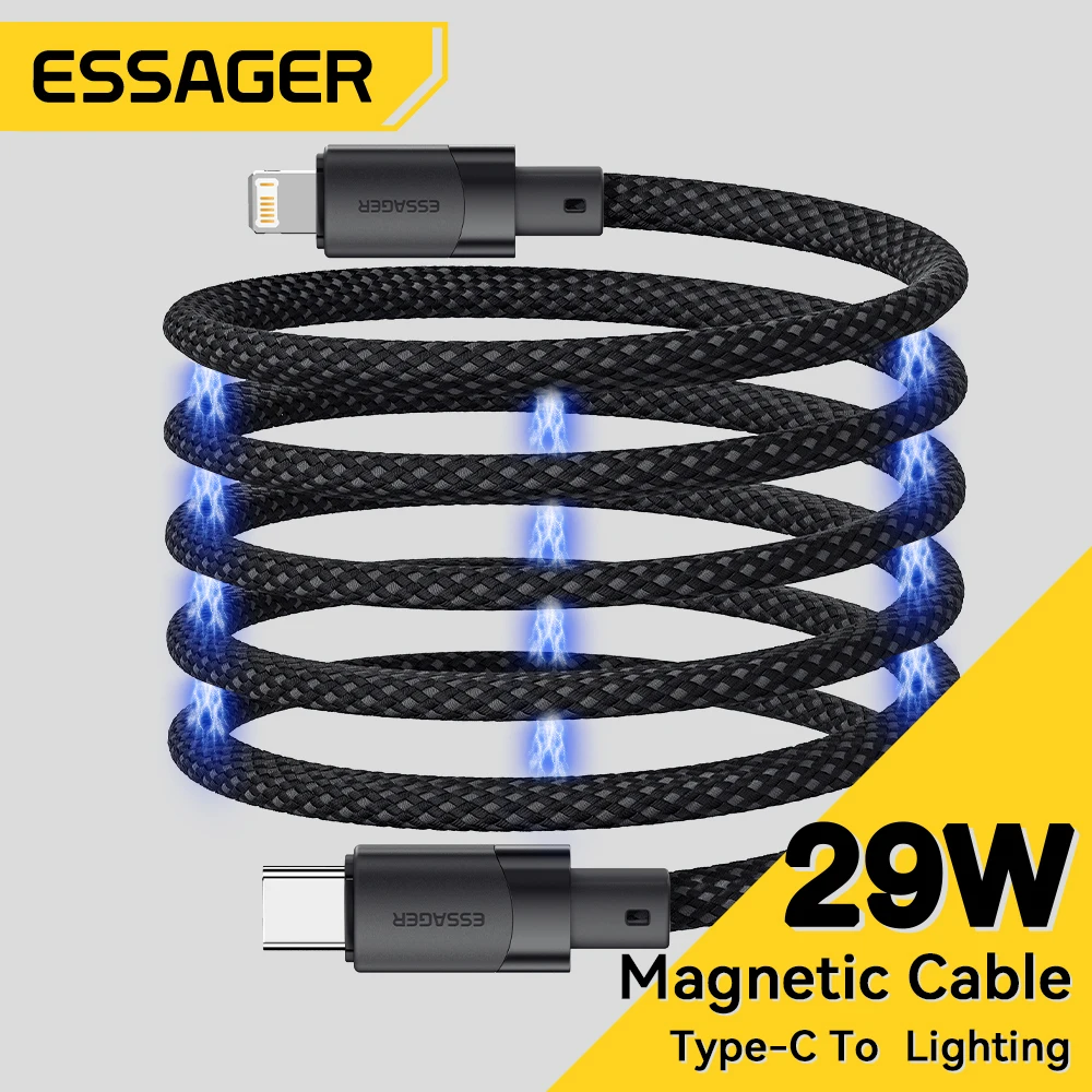 

Essager USB C Cable For IPhone 14 13 12 11 pro Max Plus 29W Magnetic Fast Charging Cable Type C To Lighting Date Wire For ipad