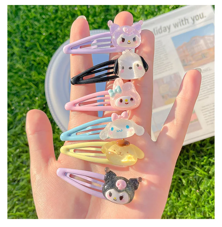 

Kawaii Sanrio BB Clip Anime Hello Kitty Kuromi My Melody Cinnamoroll Kids Girls Hairpin Clips Fashion Cute Hair Accessories Gift