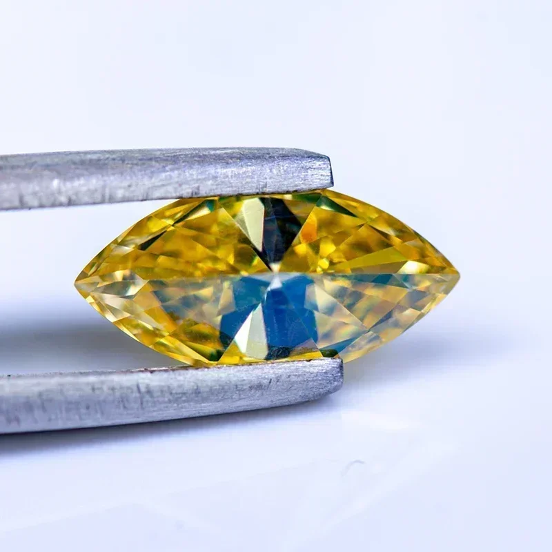 

L-Moissanite Stone Lemon Yellow Color Marquise Cut Gemstone Lab Grown Diamond Charms DIY Ring Necklace Earrings Main MaterialsN
