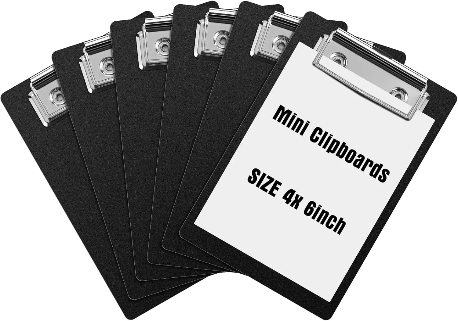 

6 Pack Mini Clipboards 4x6 Inch Small Pocket Plastic Memo Boards with Clip for Notepads Receipts Tickets Black