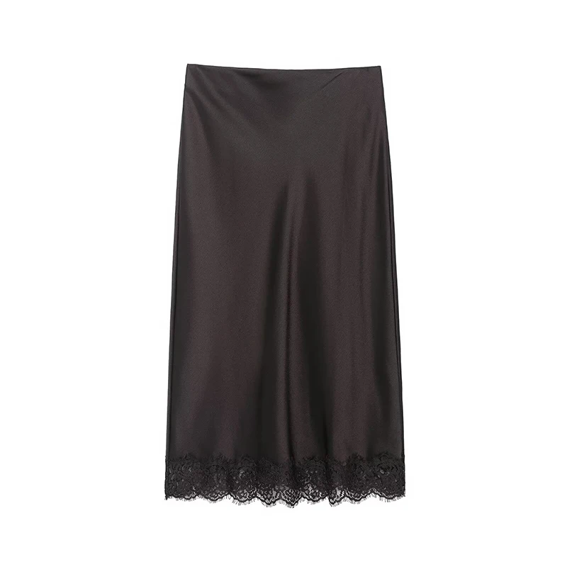 Mulheres rendas midi saias conjuntos de duas peças 2025 nova moda chique cetim renda estilingue topo ternos femininos sexy elegante mulher outfits