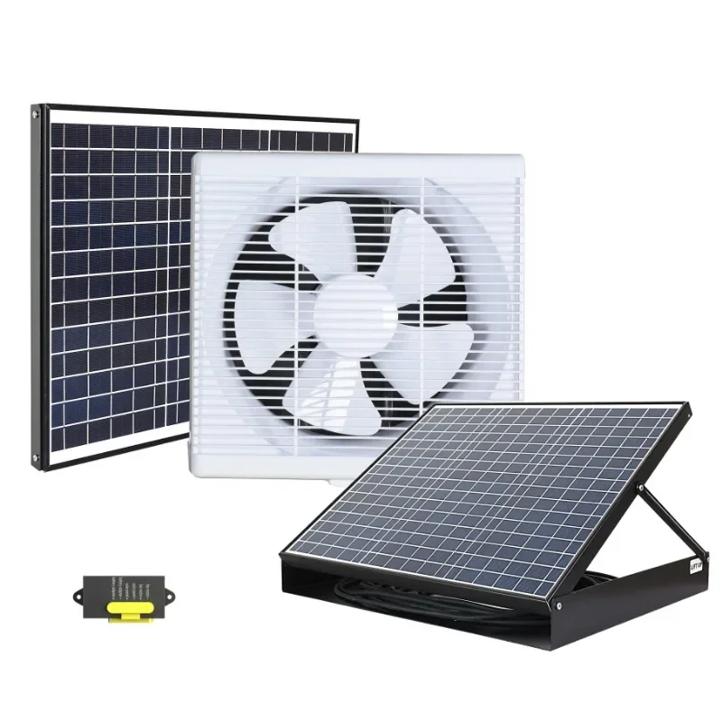 Smart & Energy Saving DC Ventilation Fan Blower Wall Mount Shutter Vent Solar Panel with Battery Power Bathroom Air Exhaust Fan