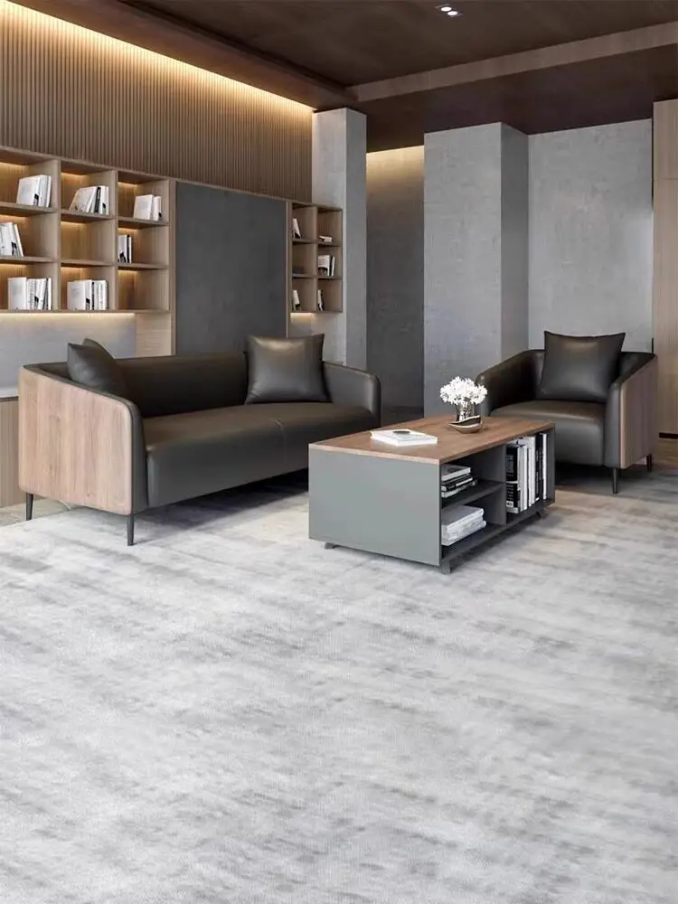 Office Business Modern Simple Guest Reception Italian Rest Area Three-person Color Matching Sofa Coffee Table Combination
