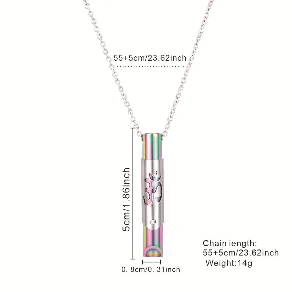 Collier de méditation en acier inoxydable avec sifflet tubulaire rond pour la respiration, la décompression, la pleine conscience et le soulagement de l'anxiété
