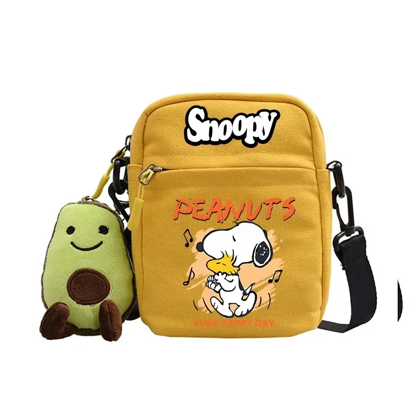 Snoopy Shoulder Bag Girls Cartoon Printing Crossbody Bags Men Women Canvas Anime Square Pack Avocado Kawaii Kids Birthday Gift