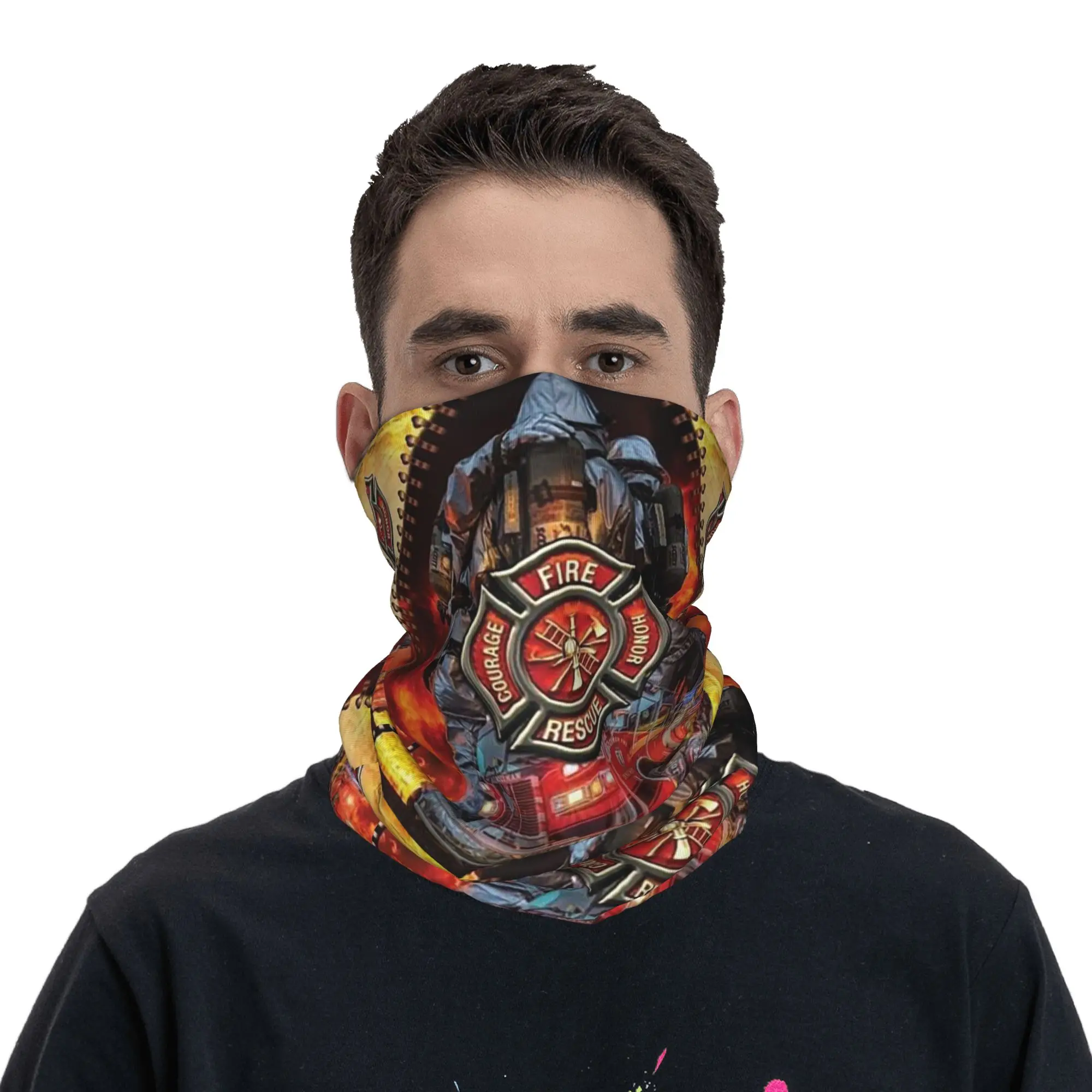 Firefighters Bandana Neck Gaiter Printed Mask Scarf Multi-use Cycling Scarf Outdoor Sports Unisex Adult