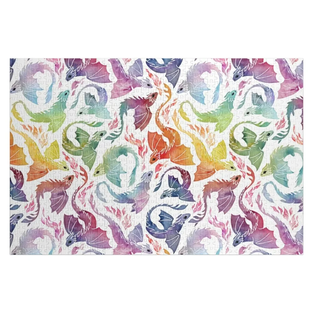 Dragon fire rainbow Jigsaw Puzzle Personalised Jigsaw Wooden Decor Paintings Custom Gift Puzzle