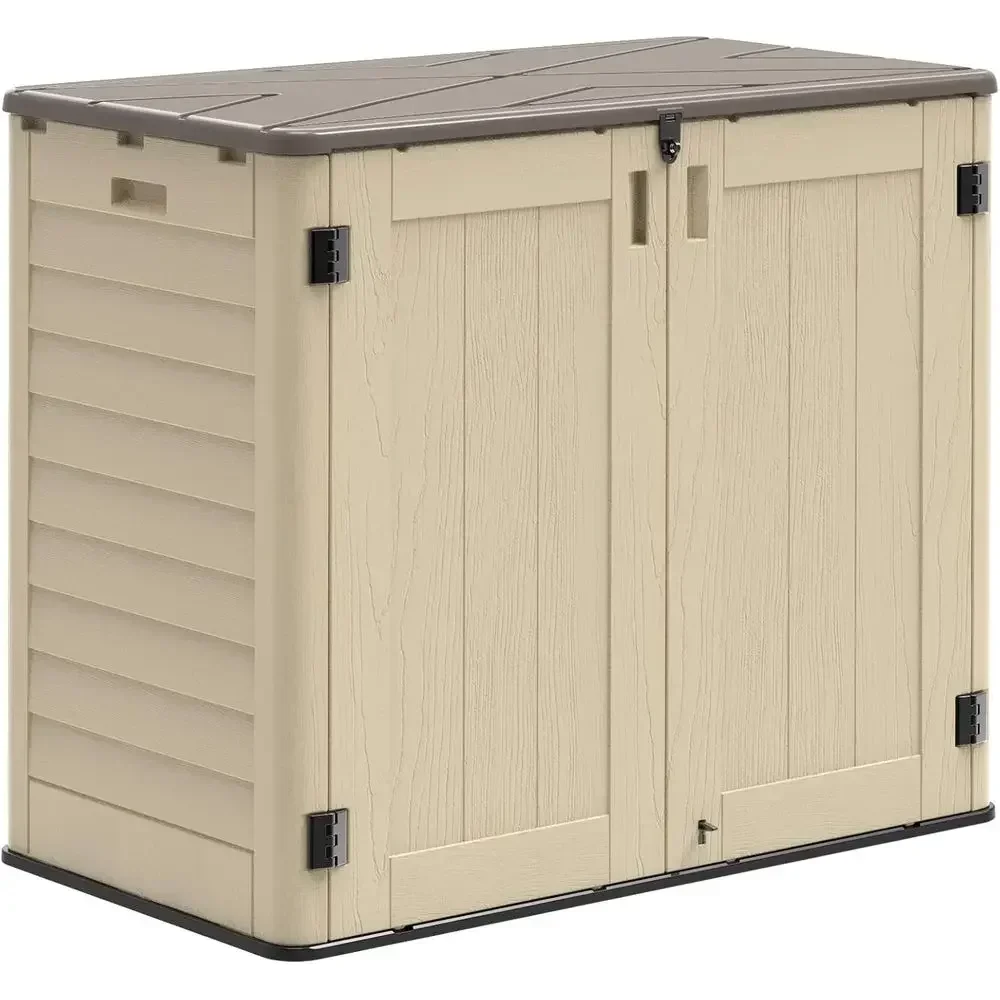 Weather-Resistant Outdoor Storage Shed, Multi-Purpose Utility Shed for Lawn Mower, Garden Tools, and Garbage Cans, Lockable Resi