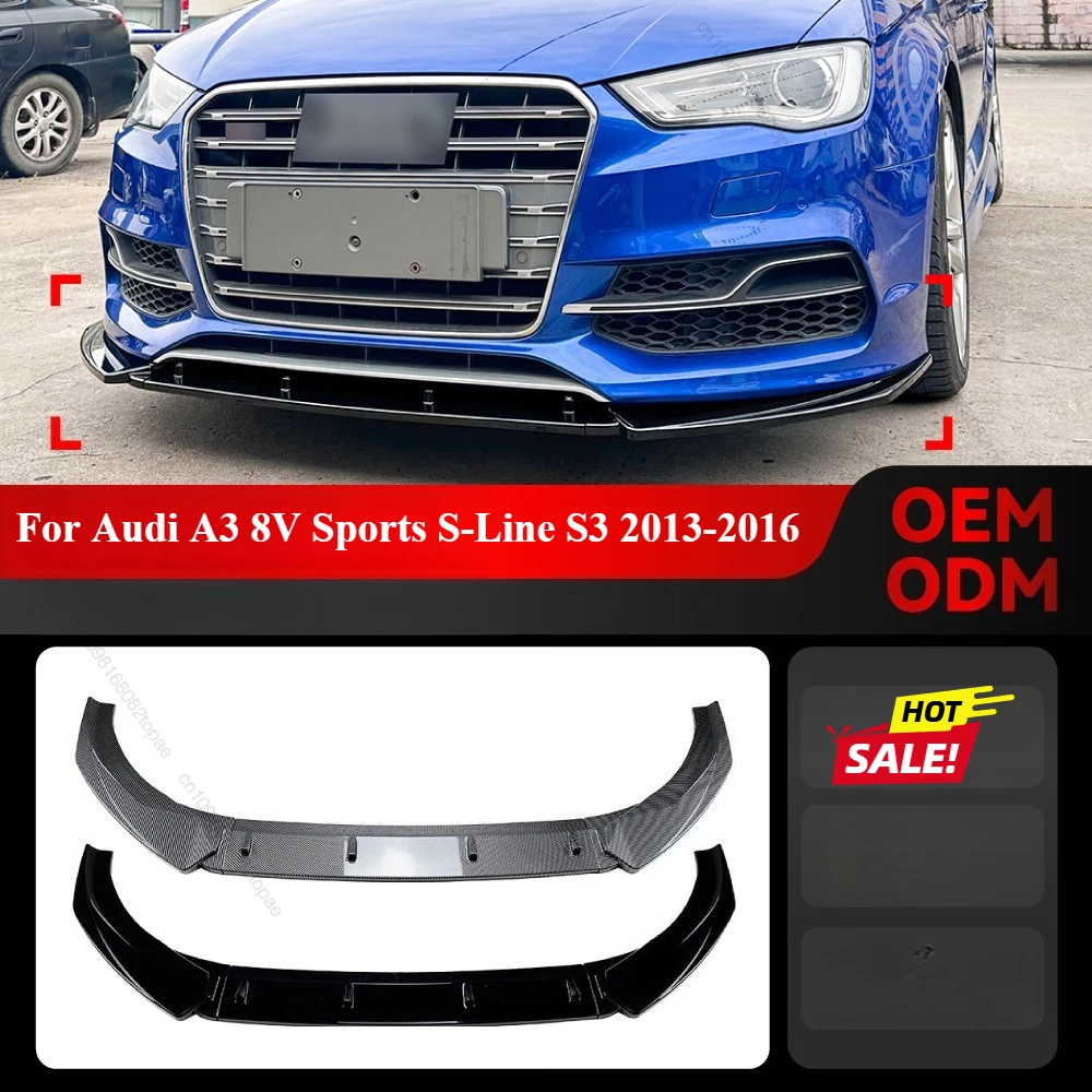 

Front Bumper Spoiler Lip Splitter Trim For Audi A3 8V Sports S-Line S3 2013-2016 Body Kits Front Lip Chin Protector Cover