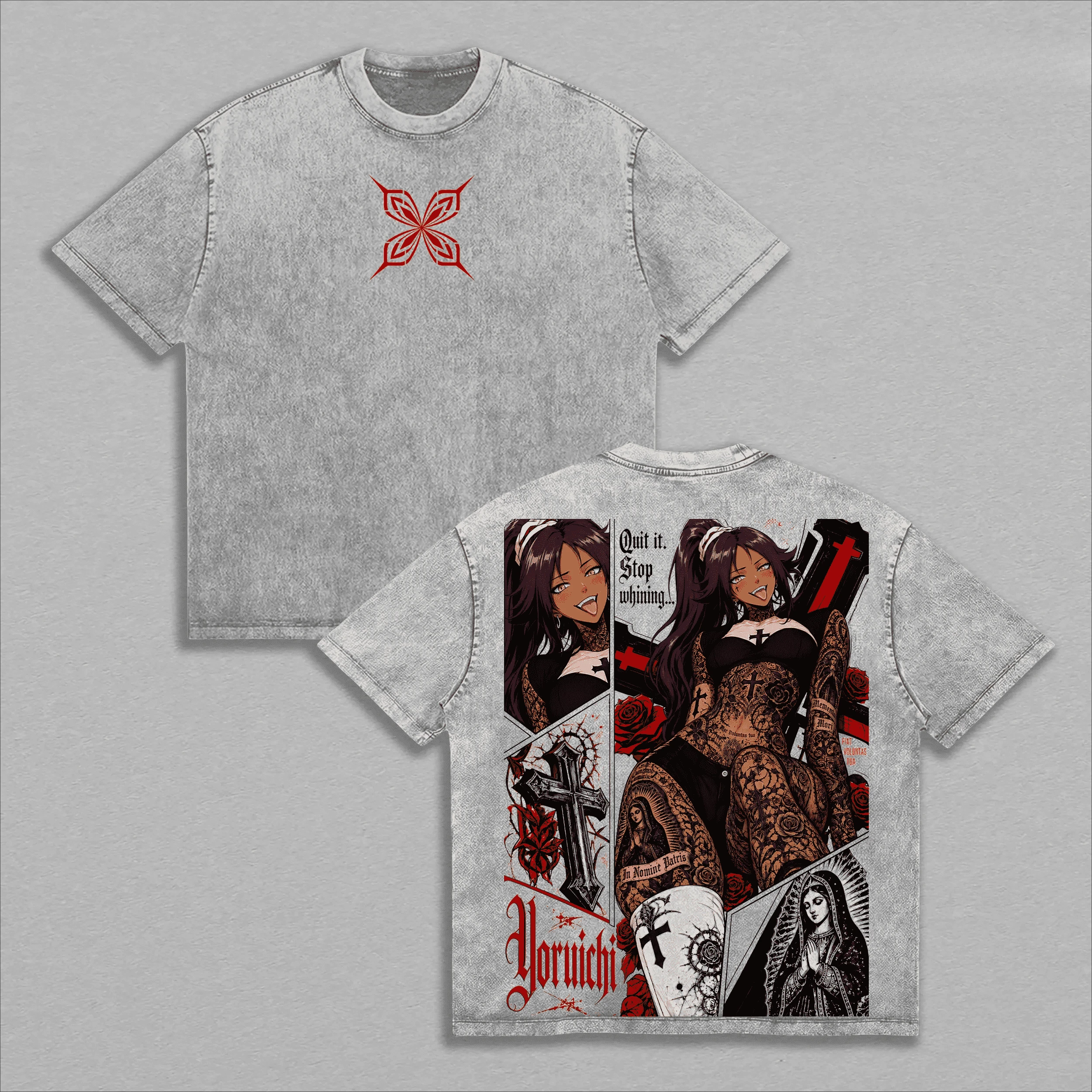Anime BLEACH Shihouin Yoruichi T-shirt Y2k Vintage Washed T Shirt Men Clothing Summer Casual Loose Pure Cotton Tees Clothes