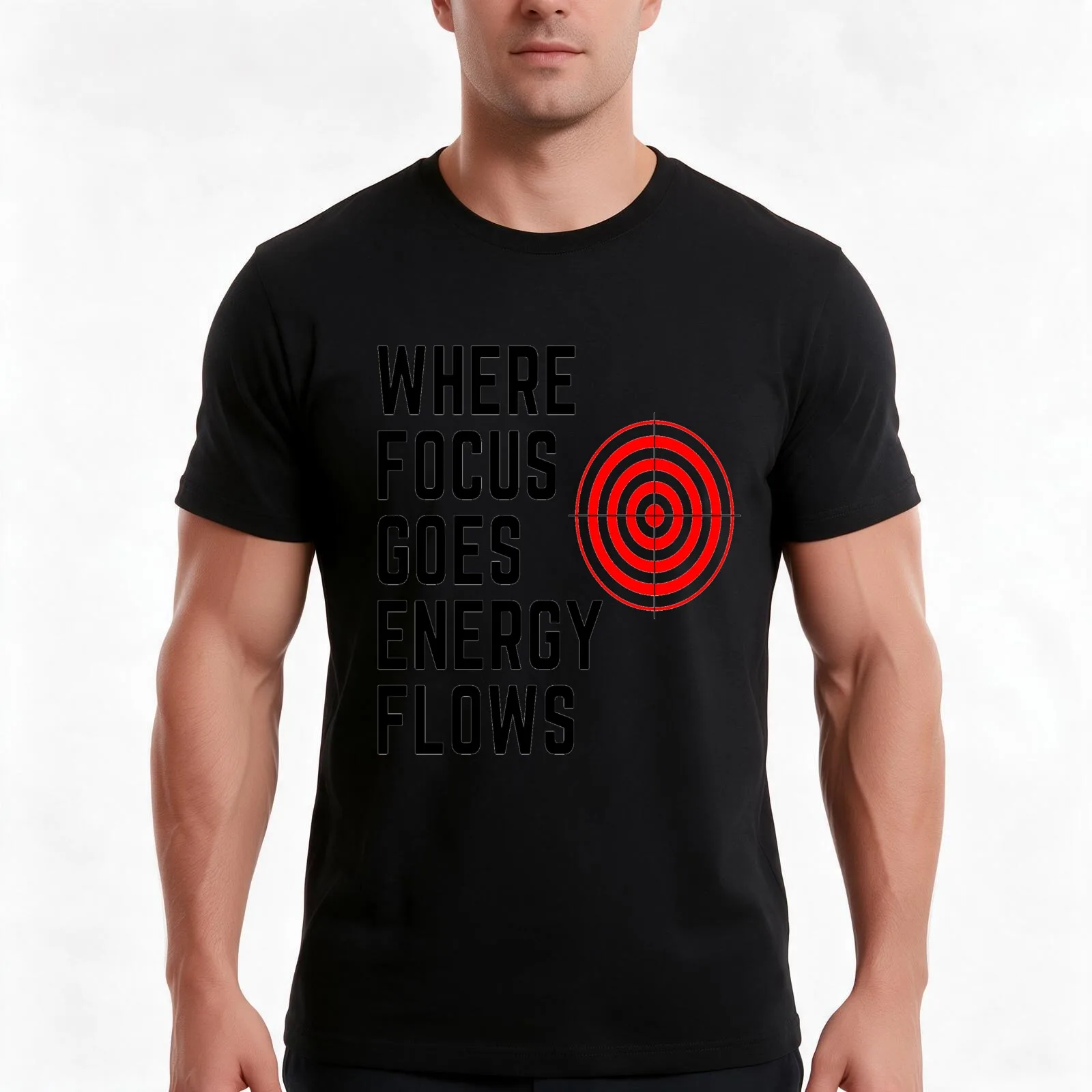 Tony Robbins Motivation - Where Focus Goes Energy Flows T-Shirt, Summer Casual Cotton Tee, Oversized Streetwear Tops
