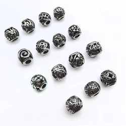 4pcs Stainless Steel Beads 4mm Hole Paracord Knife Lanyard Ornament Charm Bracelet Making Components DIY Jewellery Accessories